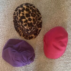 Leopard, Purple, and Pink Hat Set